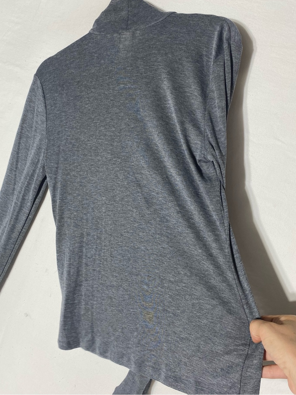 H&M Grey Lyocell Wool Blend Mock Neck Long Sleeve Top L Normcore Contemporary - Picture 8 of 14